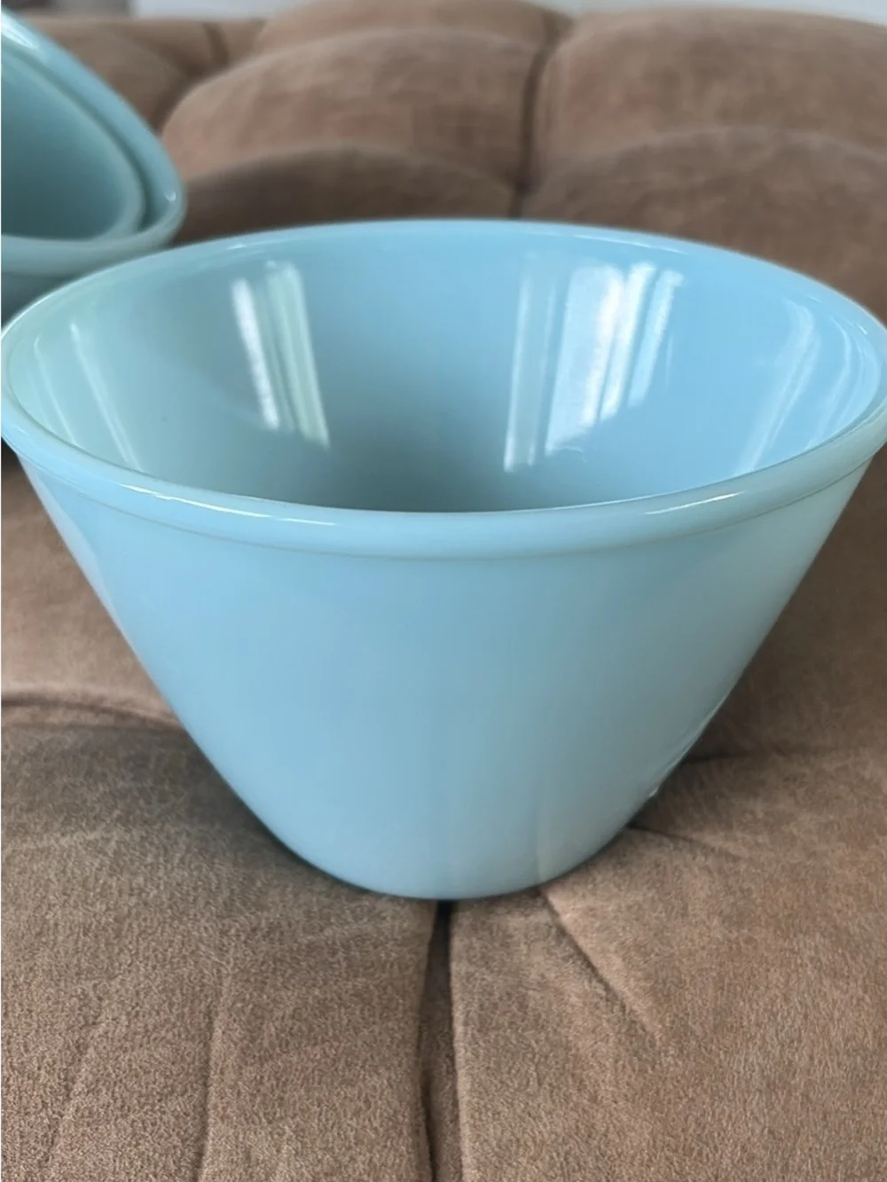 Vintage set of 3, Fire King Delphine blue mixing bowls